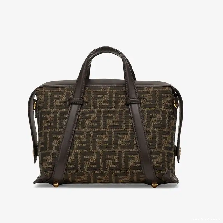Cheap In FF Motif Boston Medium Fendi 365 Bag Fabric Brown 0427